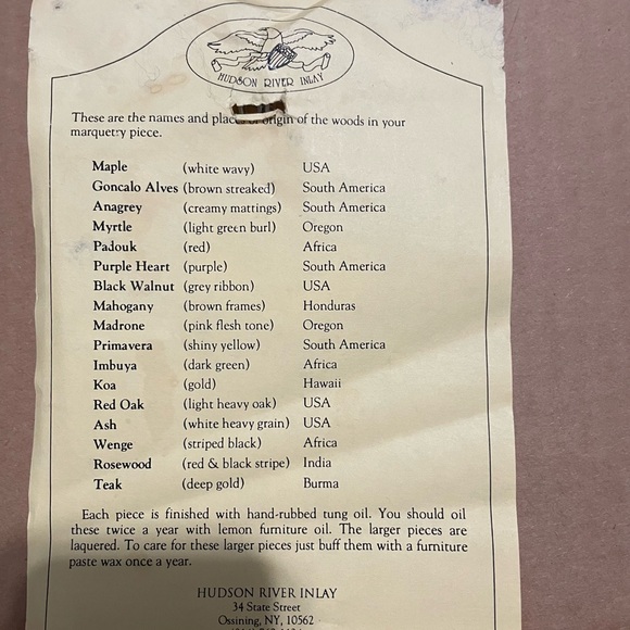 Nelson HUDSON RIVER INLAY LOON / BIRD - WOOD MARQUETRY Picture 13 X 16 Signed - Picture 5 of 8